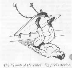 The Tomb of Hercules leg press device Want to strengthen your legs? Try this DIY. Ruang Gym, Home Made Gym, Backyard Gym, Diy Gym Equipment, Hiit Workout Routine, Trening Sztuk Walki, Home Gym Garage, Diy Gym, Diy Workout