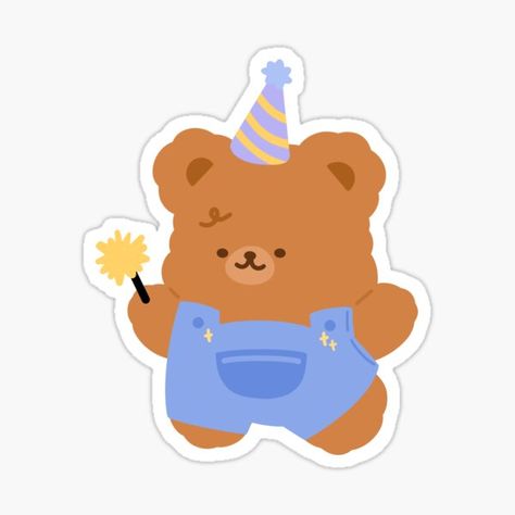 Kawaii, Simple Anniversary Cakes, Cute Bear Sticker, Stickers Bear, Weird Stickers, Stickers Cool, Sticker Design Inspiration, Bear Sticker, Homemade Stickers