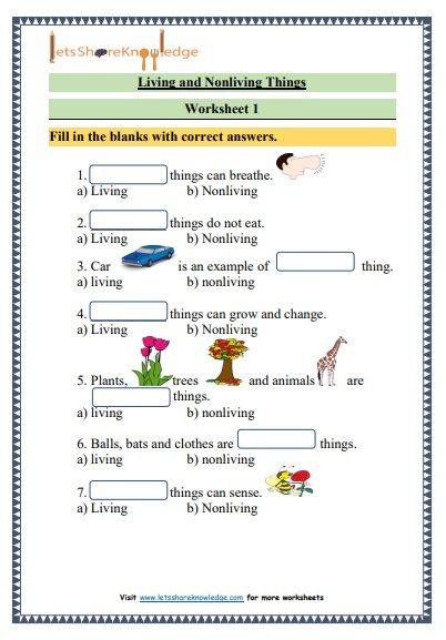 Science Work Sheets For Grade 1, Living Or Nonliving Worksheet, Science Lesson For Grade 1, Living And Nonliving Things Activities, Free Science Worksheets For Grade 1, Science For Class 1, Science 2nd Grade Worksheets, Science For Grade 1 Worksheets, Living Things And Non Living Things Worksheet For Grade 1
