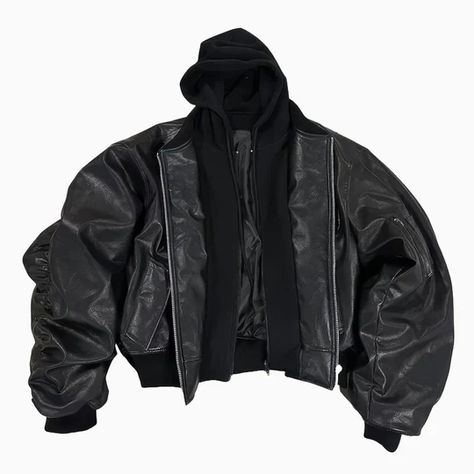 Save more and more money With best Starphase Coupon Code At Couponclans.com Big Jacket, Black Jacket Outfit, Black Leather Outfit, Hood Style, Grey Leather Jacket, Streetwear Jackets, Aesthetic Streetwear, Oversized Outfit, Concept Clothing