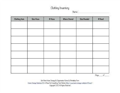 Free printable clothing inventory form to keep track of seasonal clothing in storage, or outgrown kids clothing for next kid in line to wear them. Organisation, Household Binder, Seasonal Clothing Storage, Clothes Storage Solutions, Inventory Printable, Kids Clothes Storage, Household Notebook, Household Management, Home Storage Solutions