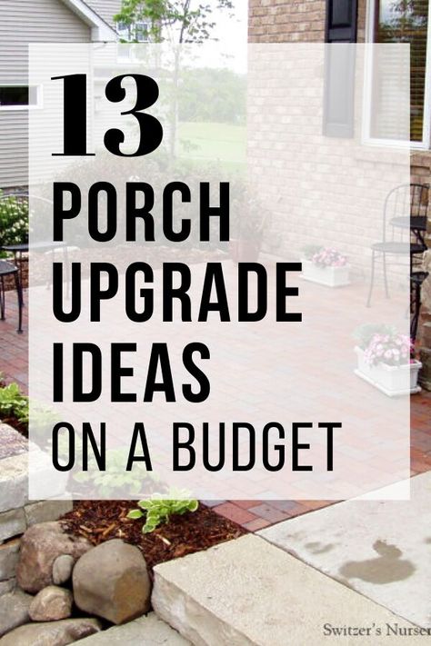 Get ready for Summer with these 13 before and after porch makeovers you can do yourself. Whether your porch is small or big you'll find inspiration in these easy and simple ways you can update your front or back porch. #diy #porch #makeover Front Outdoor Patio Ideas, Ikea Front Porch Ideas, Small Front Porch Makeover On A Budget, Small Country Porch Ideas, How To Make A Front Porch, Cheap Back Porch Makeover, Front Porch Makeover Farmhouse, Non Covered Front Porch Ideas, Back Porch Refresh