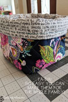 Patchwork, Tela, Couture, Cool Things To Sew, Fabric Pots, Fabric Bin, Fabric Basket Tutorial, Fabric Storage Baskets, Quilted Gifts