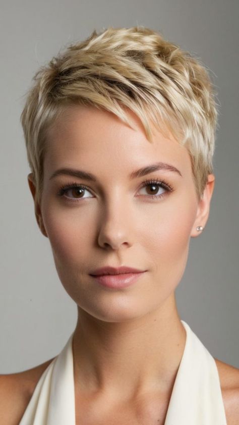 Short Hair With Double Chin, Really Short Womens Haircuts, Summer Outfit Over 50 Casual, Short Brown Pixie Hair, Short Hair Styles Pixie Edgy, Haircuts For Larger Women, Short Haircuts For Women Over 40, Edgy Pixie Cuts For Fine Hair, Cheveux Courts Funky