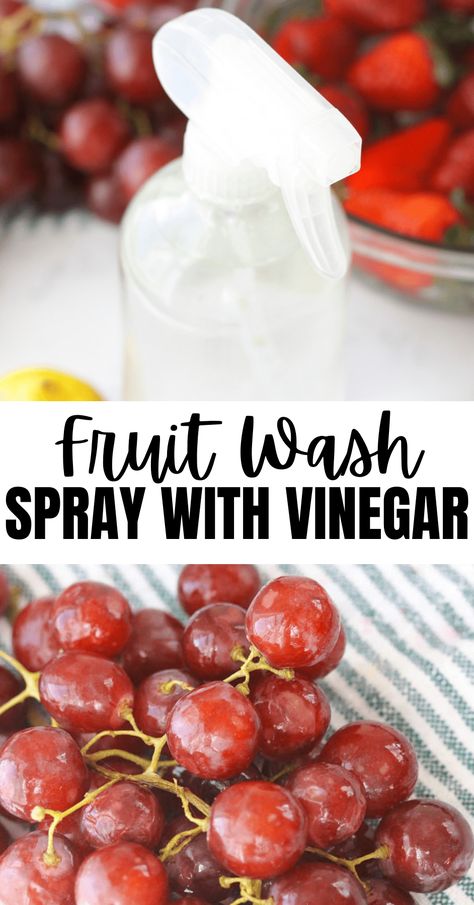 Make your own homemade fruit and vegetable wash with vinegar and clean your produce naturally with this recipe for DIY Fruit Spray + Wash! Wash Fruit With Vinegar, Vinegar Fruit Wash, Natural Homemade Cleaning Recipes, Vegetable Wash, Fruit And Vegetable Wash, Homemade Cleaning Recipes, Vinegar Uses, Citrus Essential Oil, Vinegar Cleaning