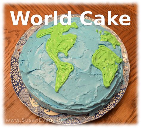 How to Make a World Cake - http://susanevans.org/blog/world-cake/ Geography Cake Ideas, World Cake Ideas, Geography Themes, Map Cake, Globe Cake, World Cake, Earth Cake, Globe Collection, Geography Project