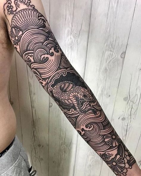 Irezumi Tattoos, Tattoo Fairy, Tattoo Wave, Muster Tattoos, Ornamental Tattoo, Japanese Sleeve Tattoos, Full Sleeve Tattoos, Best Sleeve Tattoos, Waves Tattoo