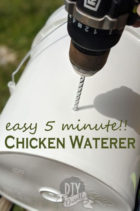 Chicken Water Feeder Diy, Water Feeders For Chickens, Chicken Water And Feeder Ideas, Chicken Water Diy 5 Gallon Buckets, Bucket Chicken Waterer, Chickens Water Feeder, Chicken Food And Water Feeders, Easy Fill Chicken Waterer, Watering Ideas For Chickens