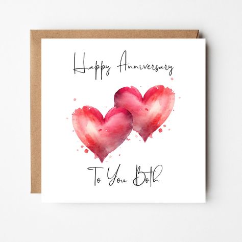 Happy Anniversary Card to You Both Greeting Card for a - Etsy Canada Happy Anniversary Drawings, Greeting Card For Parents, Watercolor Anniversary Card, Homemade Anniversary Cards, Funny Wedding Anniversary Cards, Happy Wedding Anniversary Cards, Card For Parents, Anniversary Cards For Couple, Watercolour Heart