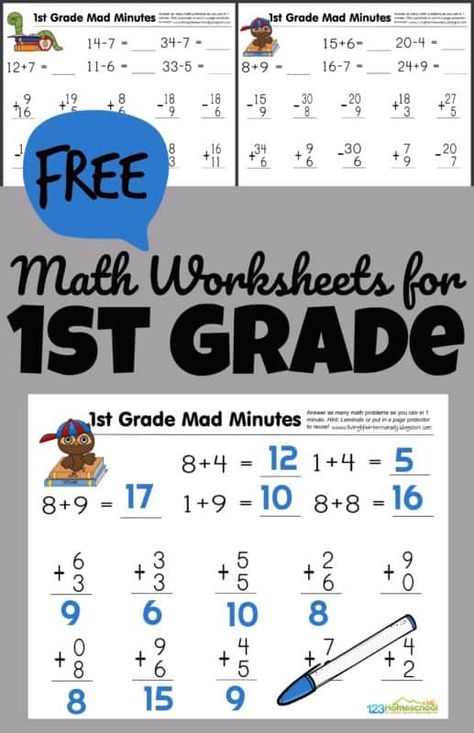 Help your first grader get the math practice they need to achieve fluency with addition and subtraction by using these super cute, free printable 1st grade math worksheets. Simply download pdf file and print the first grade math worksheets. You will be ready to practice math with grade 1 students any time! Plus instructions for how to turn free math worksheets into a fun math game - MAD MINUTES! Worksheets 1st Grade, Fact Family Worksheet, Printable Math Games, First Grade Math Worksheets, Free Printable Math Worksheets, Math Charts, 1st Grade Math Worksheets, First Grade Worksheets, Free Math Worksheets