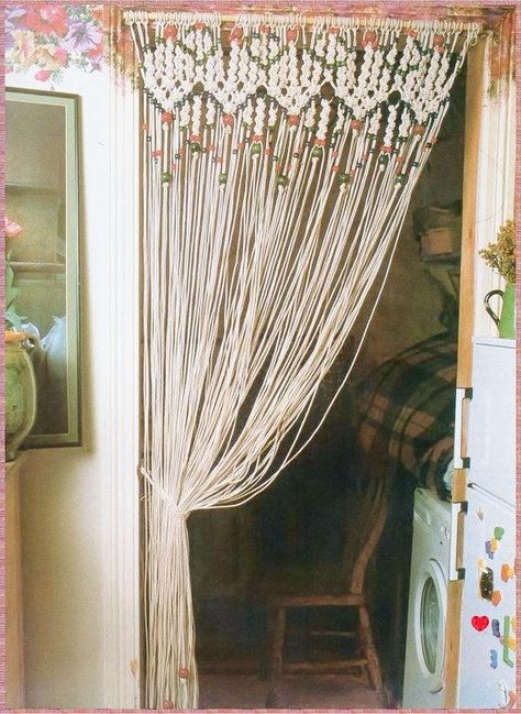 PDF Immediate Digital Delivery Vintage Macrame Pattern to make A Decorative Curtain or Room Divider 30 x 78   The listing is for the digital pattern only, not the physical item shown in the photos nor a hard copy of the pattern. The pdf will be available for download as soon as your payment is Vintage Macrame Patterns, Beaded Door Curtains, Wall Divider, Decorative Room, Vintage Macrame, Hemma Diy, Divider Screen, Macrame Curtain, Beaded Curtains