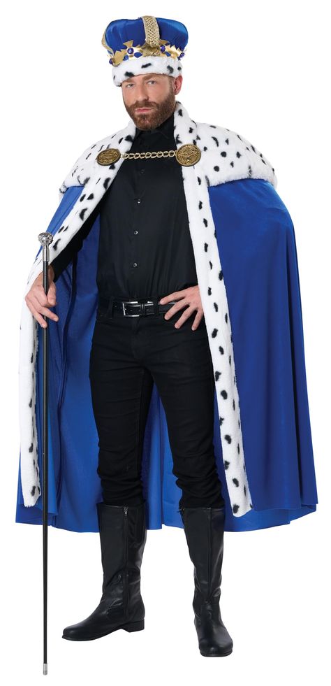 PRICES MAY VARY. Includes: Cape, Crown, (2) Medallions, Chain Trim Fur trim on both cape and crown Fabric: Velour Royal Cape, King Costume, Faux Fur Cape, Blue Cape, California Costumes, Velvet Cape, Crown Set, King Or Queen, Royal King