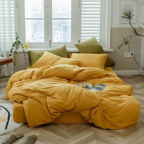 Gold Bedding Sets, Yellow Comforter, Unique Duvet Covers, Yellow Duvet, Duvet Covers Yellow, Modern Bed Set, Geometric Duvet Cover, Modern Bedding, Gold Bed