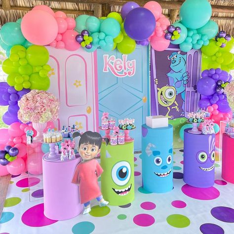 Monster Inc Birthday Party Decorations, Monsters Inc Birthday Treats, Monster Inc Birthday Decorations, Monsters Inc Boo Cake, Monster Inc Theme Party, Monsters Inc Balloon Decorations, Monster Ink Party, Boo Monsters Inc Birthday Party Ideas, Monster Inc Party Ideas Decoration