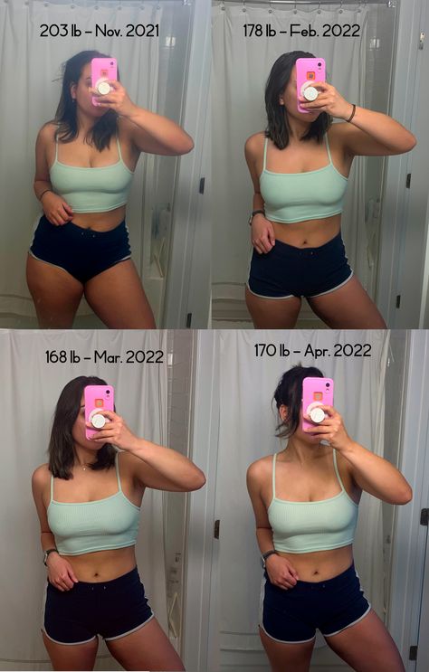 Here we have a progress pic showing a fat loss from 203 pounds to 170 pounds. That's an impressive loss of 33 pounds. 10 Pounds Before And After, 30 Pounds Before And After, 5’2 130 Pounds, 185 Pounds Woman, How To Take Progress Pictures Fitness, 150 Pound Woman 5'6, 175 Pounds Women, Progress Pictures Fitness, 170 Pound Woman