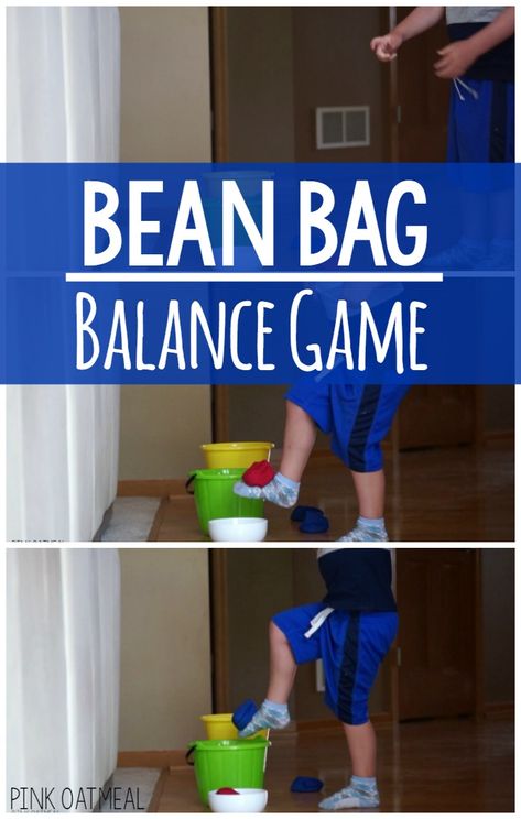 Bean Bag Balance Game | Pink Oatmeal Kaba Motor Becerileri, Aktiviti Tadika, Balance Game, Pediatric Physical Therapy, Occupational Therapy Activities, Motor Planning, Pediatric Occupational Therapy, Therapy Games, Brain Gym