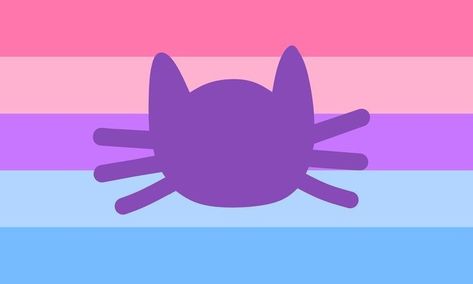 Catgender is a xenogender in which someone feels an extremely strong connection to cats or other felines, either strongly identifying with them or simply wanting to incorporate them into their gender Gender Pronouns, Other Genders, Gender Flags, Lgbtq Flags, Lgbt Flag, Purple Cat, Cat Pin, Gender Identity, Pride Flags