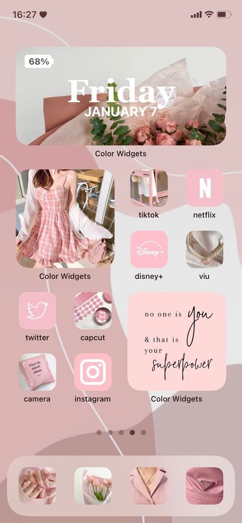 Soft Pink Aesthetic Homescreen, Pink Aesthetic Theme Iphone, Soft Pink Iphone Layout, Pink Theme Wallpaper Iphone, Aesthetic Wallpaper Iphone Widget Ideas, Soft Pink Phone Theme, Iphone Aesthetic Layout Pink, Soft Pink App Icons Aesthetic, Pink Iphone Theme Ideas