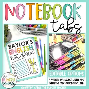Notebook Tabs to Glue into Notebooks for Student Organization Organizing Student Supplies, Ag Classroom, Teacher Goals, Notebook Labels, Subject Labels, Mentor Sentences, Tpt Ideas, Teacher Forms, Interactive Notes