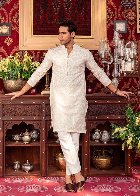 White Designer Kurta For Men, Cream Kurta Pajama Men, White Wedding Kurta For Men, White Dress Outfit Men, Kurta Pants Men, White Panjabi For Men, Fawad Khan Kurta Pajama, Diwali Kurtas For Men, Off White Kurta For Men