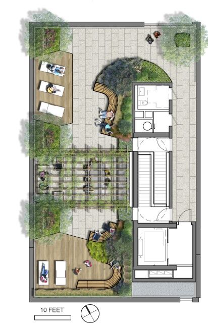 Roof Garden Plan, Roof Garden Design, Terrasse Design, Terrace Garden Design, Rooftop Terrace Design, Rooftop Design, Roof Architecture, Garden Design Plans, Landscape Design Plans