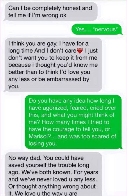 This conversation where the roles were reversed: | 15 Coming Out Text Messages That Will Give You Life Scared Of Losing You, Coming Out Stories, Lgbt Quotes, Lgbt Memes, Lgbtq Funny, Text Messaging, Gay Humor, Lgbt Love, Out Of The Closet