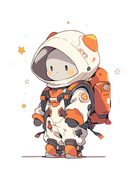 Chibi Art Style Animals, Astronaut Art Illustration, Cartoon References, Raccoon Drawing, Study Reference, Astronaut Drawing, Astronaut Cartoon, Astronaut Illustration, Cute Astronaut