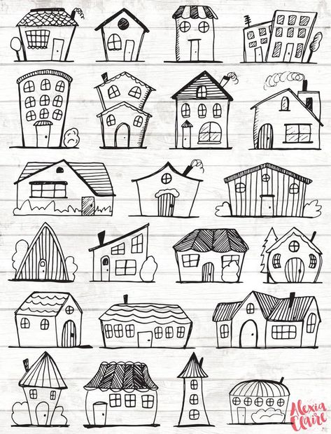 Doodle House, Houses Clipart, Home Vector, House Png, Arte Doodle, House Clipart, 그림 낙서, Print Outs, House Illustration