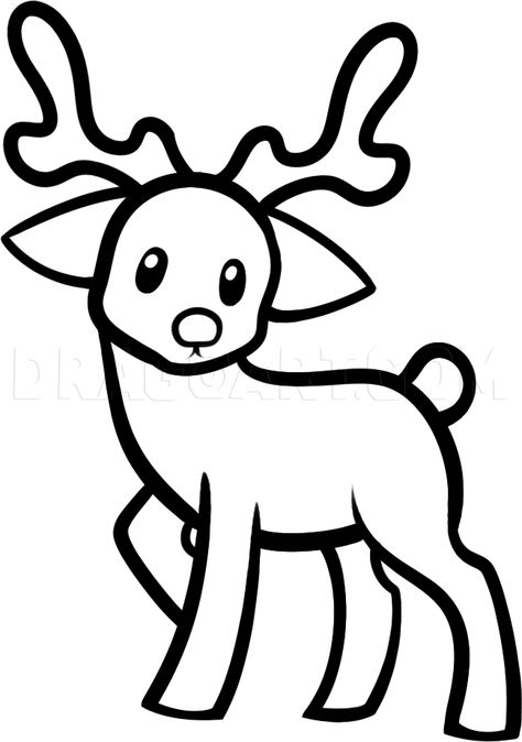 How To Draw A Reindeer For Kids, Step by Step, Drawing Guide, by Dawn | dragoart.com Easy Reindeer Drawing, Raindeer Drawing, Christmas Drawings For Kids, Draw Animals For Kids, Reindeer Drawing, Easy Christmas Drawings, Drawing Videos For Kids, Easy Animal Drawings, Cartoon Drawings Of Animals