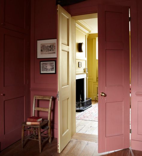 Small Office Bedroom Combo, Eating Room Red, Farrow And Ball Hallway, Farrow And Ball Bedroom, Farrow And Ball Living Room, Blue Home Offices, Eating Room, Paint Color Combos, Oval Room Blue