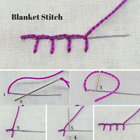 How to stitch a Blanket stitch for hand embroidery Sew Ins, Embroidery On Transparent Fabric, Hand Sewing Clothing, How To Stitch, Stitching Techniques, Basic Embroidery Stitches, Embroidery Stitches Tutorial, Pola Sulam, Sewing Stitches