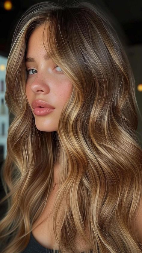 25 Best Valentine's Day Hairstyles for a Sunset Romance Brown Hair With Blended Money Piece, Brown Caramel Hair Colors, Long Hair Partial Highlights, Light Brown Natural Highlights, Sunkissed Money Piece, Highlights On Auburn Brown Hair, Blonde With Brown Highlights Caramel, Honey Brown Hair Lowlights, Cute Highlights For Brown Hair Caramel