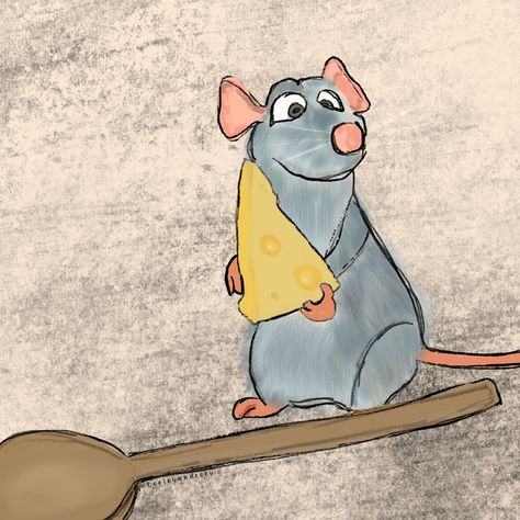 Disney Character Collage Drawing, Ratatouille Doodle, Ratatouille Disney Drawing, Easy Disney Sketches, Remy Ratatouille Drawing, Ratatouille Sketch, Disney Watercolor Paintings, Ratatouille Painting, Ratatouille Drawing