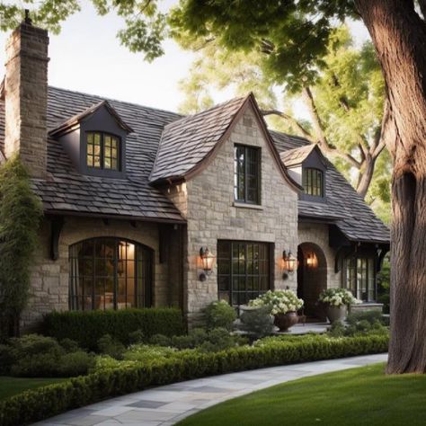 What Does Your Dream Rustic-Luxe Cottage Look Like? - Hello Lovely Stone Cottage Exterior, World Architecture, Rustic Luxe, Cottage Exterior, Modern Cottage, Stone Cottage, Stone Houses, Dream House Exterior, Modern House Exterior