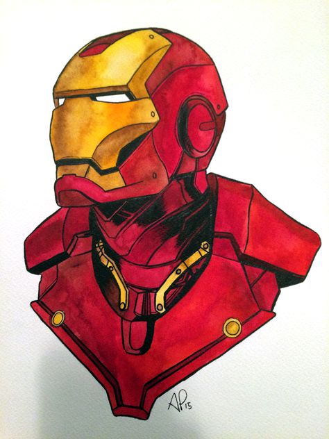 Iron Man Painting, Akvarel Illustration, Iron Man Drawing, Iron Man Tattoo, Marvel Art Drawings, Avengers Drawings, Marvel Paintings, Iron Man Wallpaper, Marvel Tattoos