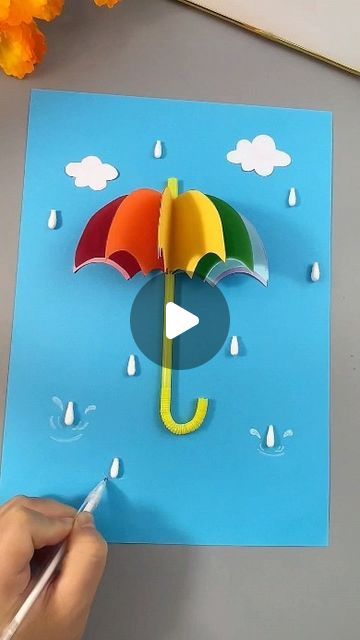 paper crafts creator on Instagram: "Title: "Holiday Fun: Making a Rainbow Umbrella with Your Children" Hashtags: #KindergartenHandicraft #ParentChildHandicraft #CreativeCrafts #HandmadeDIY #ChildrensCrafts #RainbowUmbrellaCraft" Paper Craft Umbrella, Umbrella Craft Kindergarten, Rainbow Craft For Kindergarten, Diy Paper Umbrella How To Make, Umbrella Making Craft, Rain Crafts For Kids, Umbrella Paper Craft, Umbrella Craft For Kids, Paper Umbrella Craft