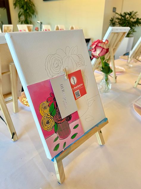 Sip And Paint Paintings, Sweet 16 Paint Party Ideas, Mother’s Day Sip And Paint, Sip And Paint Party Aesthetic, Tea Party Painting Canvas, Craft And Sip Ideas, Paint Party Set Up, Christian Paint And Sip Ideas, Sip And Paint Painting Ideas