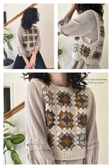 Agnes Granny Square Vest Free Crochet Pattern Crochet Vest Outfit, Granny Square Haken, Vest Pattern Free, Crochet Sweater Pattern, Pattern Outfits, Gilet Crochet, Crochet Cardigans, Diy Sweater, Crochet Stitches For Blankets