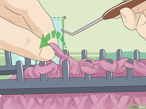 How to Knit a Blanket on a Loom (with Pictures) - wikiHow Afghan Loom Tutorial, Loom Knitting Blanket, Bulky Blanket, Crochet Loom, Knitting Loom Socks, Knit A Blanket, Loom Blanket, Loom Knitting For Beginners, Sock Loom