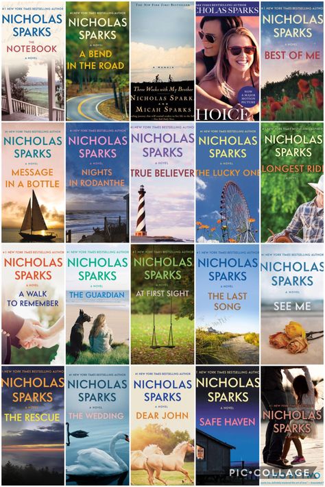 20 of 21 of all of every Nicholas sparks book (only missing is Every Breath, newest book) Nicholas Sparks, Nicolas Sparks Movies, Nicolas Sparks Books, Nicholas Sparks Movies List, Nicholas Sparks Aesthetic, Nicholas Sparks Quotes, Nicholas Sparks Movies, Nicholas Sparks Books, Famous Books