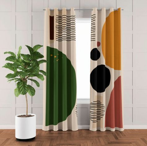 Rideaux Boho, Cortinas Boho, Abstract Art Geometric, Mid Century Modern Curtains, Art Mid Century Modern, Art Mid Century, Boho Curtains, Curtains Living, Nordic Art