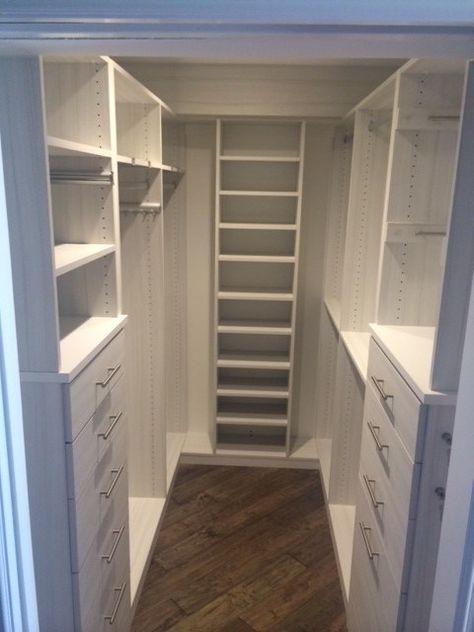 Small Closets Tips and Tricks                                                                                                                                                     More Pewter Bedroom, Closet With Shelves, Remodel Closet, Remodel House, Small Walk In Closet, Closet Redo, Bedroom Remodeling, Walking Closet, Remodel Diy