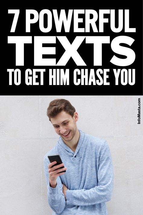 Get him hooked on you and make him chase you with these 7 seductive text messages. Watch as he becomes more attentive, affectionate, and eager to please you. Hey Meaning In Text, What To Text Him To Get His Attention, Texts To Drive Him Crazy, How To Make Him Chase You Over Text, Get Him To Like You, How To Make Him Like You Over Text, What To Text Him To Make Him Smile, How To Get A Guy To Like You Over Text, How To Make Him Want You