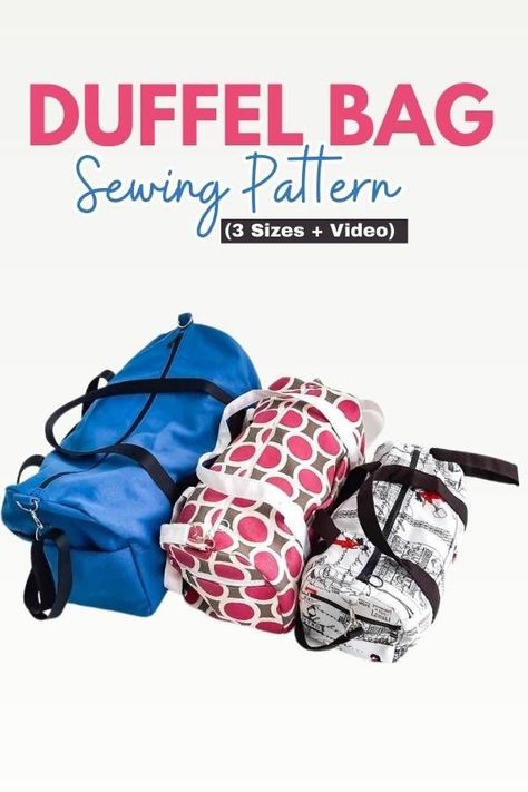 Duffel bag sewing pattern in three different sizes plus video. This duffle bag pattern is ideal for a carry all bag to sew, a gym bag, or a weekend bag sewing pattern in the larger size. The smaller bag is ideal for a purse to sew. The video sewalong tutorial means you won't purt a stitch wrong when sewing with bag pattern collection. SewModernBags Free Duffle Bag Pattern, Small Duffel Bag Pattern, Gym Bag Pattern Free, Diy Duffle Bag Pattern Free Tutorials, Sew Duffle Bag, Duffel Bag Pattern Free, Diy Travel Bag Free Pattern, Duffle Bag Patterns Free, Diy Duffle Bag Pattern Free