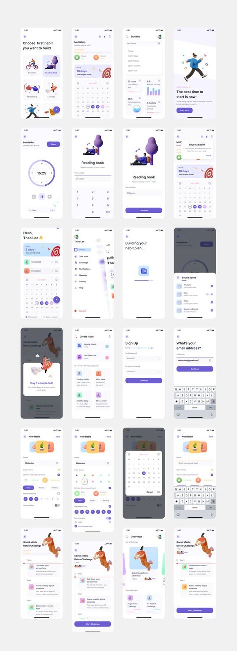 UI Kit Android App Design, Ios App Design, Habit App, Habit Tracker App, Social App Design, Ux Design Principles, Ux Design Mobile, App Design Layout, Ui Design Trends