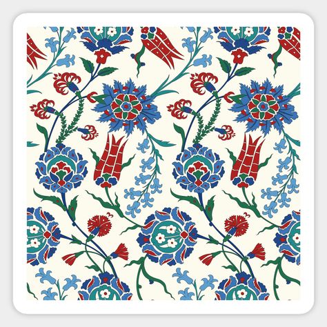 Arabic Turkish pattern #21 - Iznik decor -- Choose from our vast selection of stickers to match with your favorite design to make the perfect customized sticker/decal. Perfect to put on water bottles, laptops, hard hats, and car windows. Everything from favorite TV show stickers to funny stickers. For men, women, boys, and girls. Arabic Ornament, Turkish Tiles, Paper Graphic, Turkish Pattern, Wallpaper Interior, Turkish Art, Design Floral, Interior Decoration, Gallery Frame