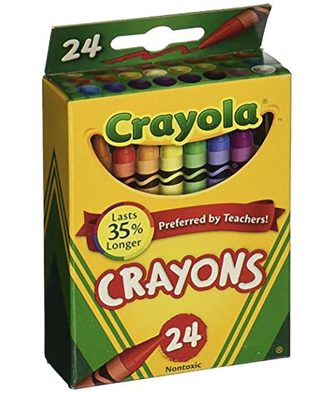 Crayola Crayons 24 count, packs of 1, 4 or 6. Back to school. Affiliated Crayola Box, Crayola Chalk, Toddler Crayons, Jumbo Crayons, Box Of Crayons, School Bag Essentials, Primary And Secondary Colors, School Supplies List, Color Crayons