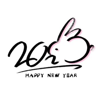 2023 Year Of The Rabbit Design, Year Of The Rabbit Design, Black Rabbit Illustration, Happy Newyear2023, Happy New Year 2023 Illustration, Year Of The Rabbit Wallpaper, Happy New Year Rabbit, Happy New Year 2023 Design, Happy New Year Font