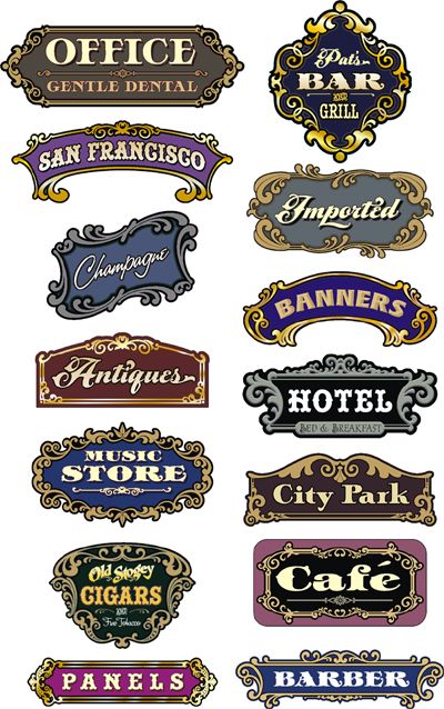 Scrolls, Lines, Corner and Decorative Elements for Graphic Artist and Sign Makers. Sign Elements, Cnc Signs, Sign Shapes, Vasos Vintage, Sign Painting Lettering, Molduras Vintage, Etiquette Vintage, Sign Painting, Sign Maker