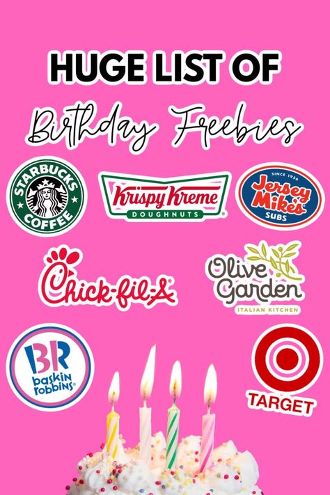 Birthday Freebies list How To Get Birthday Freebies, Free Items To Get On Your Birthday, Free Food On Your Birthday List, Birthday Deals Free Stuff, Birthday Freebies List 2024, Birthday Month Freebies, Things To Get For Free On Your Birthday, Freebies For Your Birthday, Birthday Freebies 2024 List